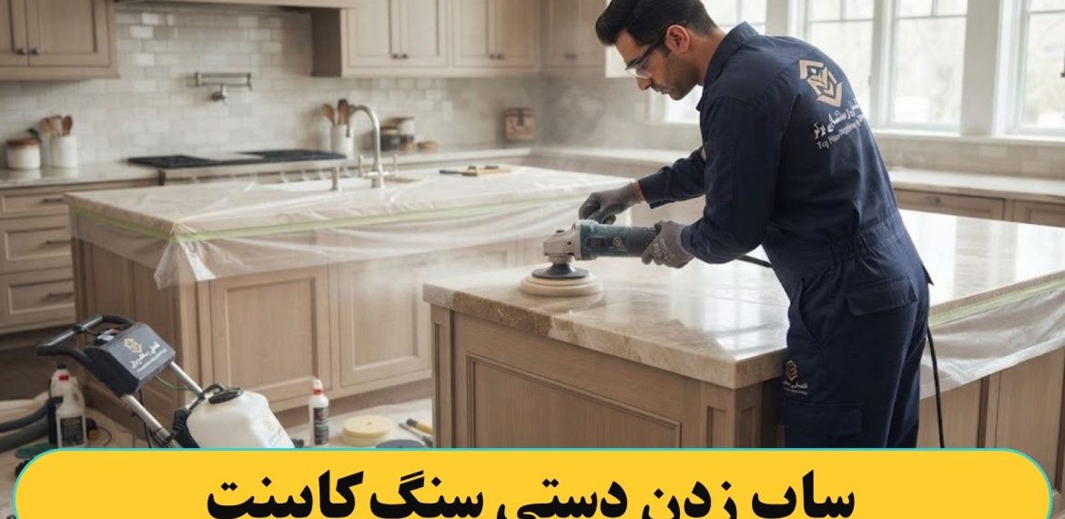 ساب زنی کردن دستی سنگ کابینت